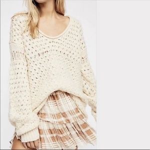 Free People Sweater Crashing Waves Knit Cream Sweater